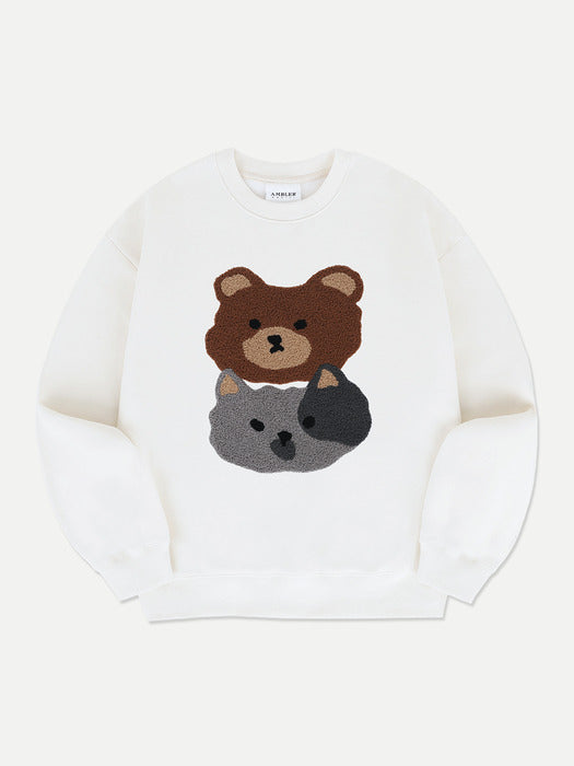 [ambler] Cat&Bear Sweatshirts AMM1318 (Ivory)
