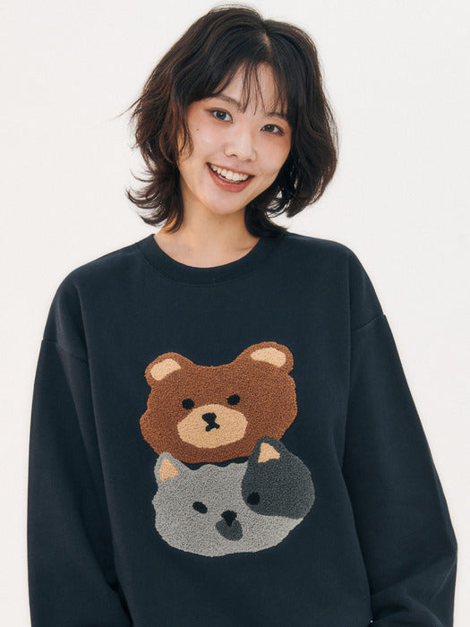 [ambler] Cat&Bear Sweatshirts AMM1318 (Navy)