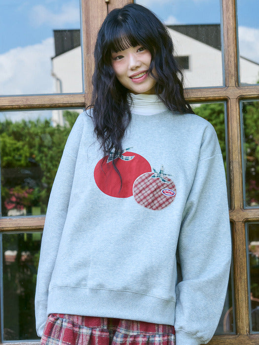 [ambler] Tomato Applique Check Patch Sweatshirts AMM1319 (Malange)