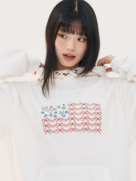 [ambler] Ribbon Flag Hoodie AHP1205 (Ivory)