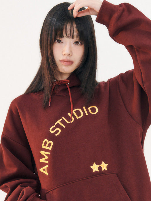 [ambler] AMBLER STAR Hoodie AHP1209 (Burgundy)