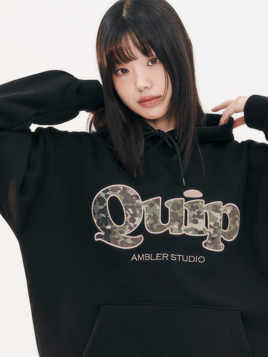 [ambler] Quip Camo Patch Hoodie AHP1211 (Black)