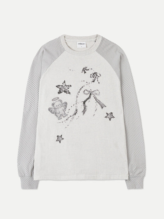 [ambler] Angel Bear Dream Dot Raglan Long Sleeve AJS201 (Oatmeal)