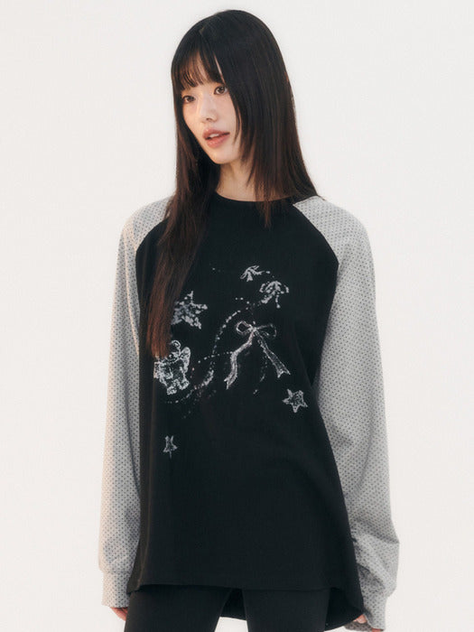 [ambler] Angel Bear Dream Dot Raglan Long Sleeve AJS201 (Black)