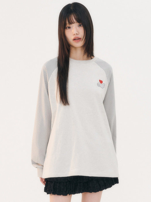 [ambler] My little angel Dot Raglan Long Sleeve AJS202 (Oatmeal)