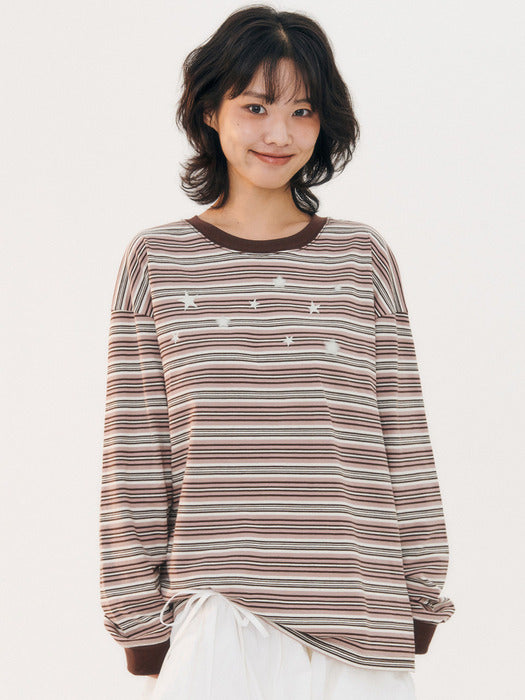 [ambler] Star Stripe Long Sleeve AJS203 (Pink)