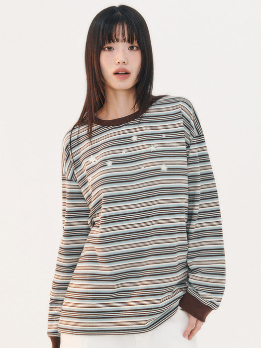 [ambler] Star Stripe Long Sleeve AJS203 (Blue)
