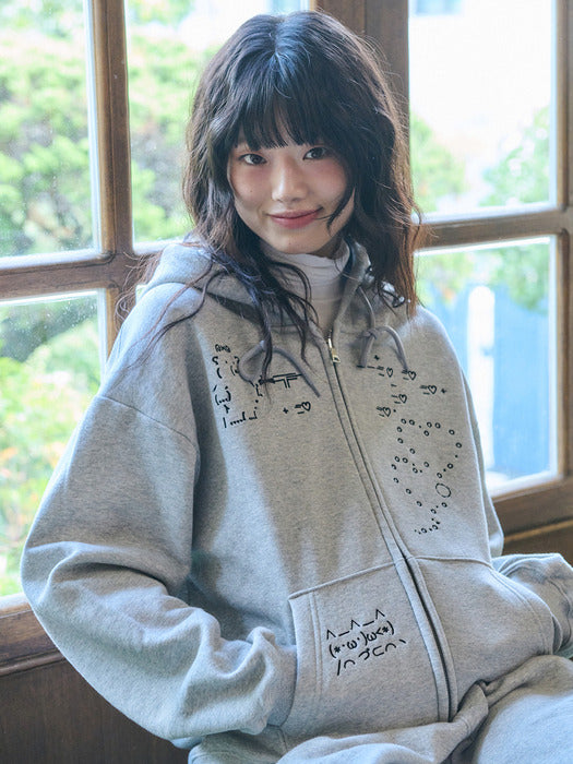 [ambler] Emoji Hoodie Zip-Up Jacket AZIP803 (Melange)