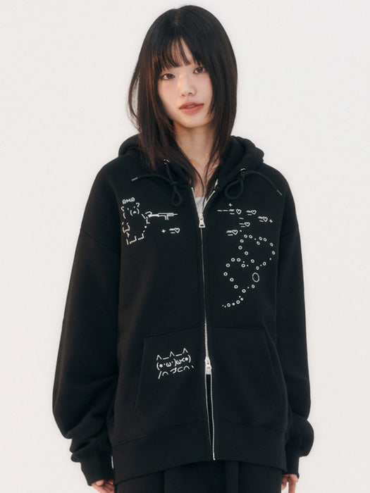 [ambler] Emoji Hoodie Zip-Up Jacket AZIP803 (Black)