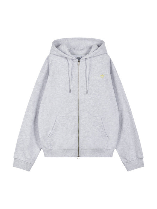 [emis] LETTERING LOGO ZIP UP HOODIE_MELANGE GRAY