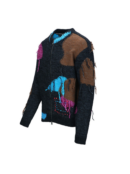 [andersson bell] UNISEX INTARISA ZIP-UP CREWNECK SWEATER atb1333u(BLACK)