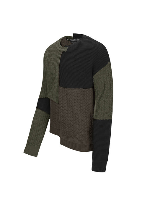 [andersson bell] PATCHWORK ASYMMETRIC CREWNECK SWEATER atb1330m(MULTI)