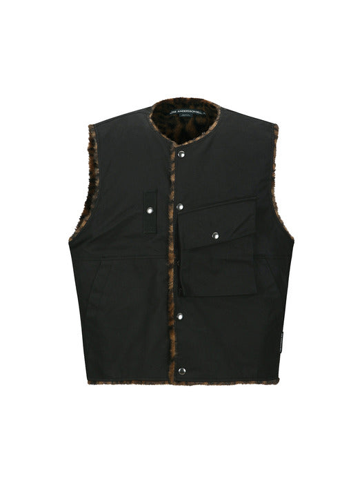 [andersson bell] COLLARLESS POCKET VEST awa733m(BLACK)