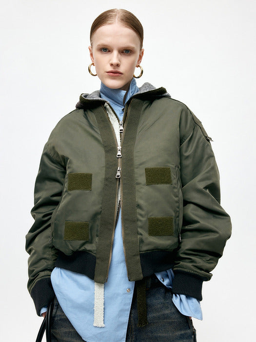 [andersson bell] FLIGHT LAYERED WASHED BOMBER JACKET awa708m(KHAKI)
