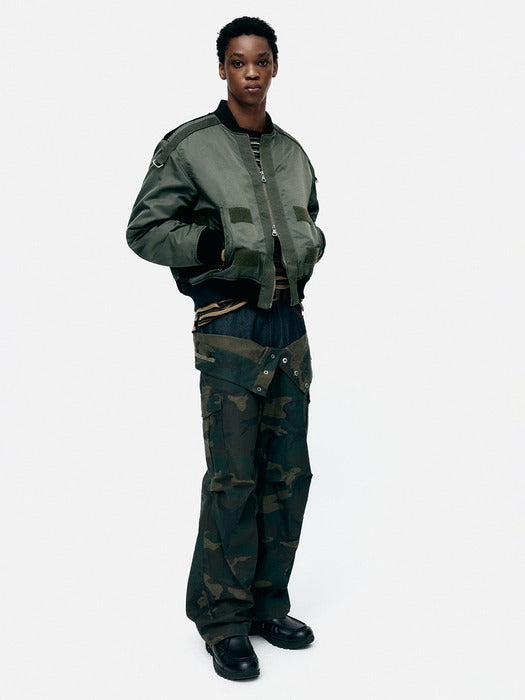 [andersson bell] FLIGHT LAYERED WASHED BOMBER JACKET awa708m(KHAKI)