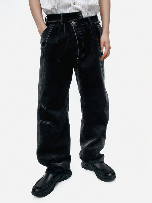 [andersson bell] CROSSOVER CARPENTER WIDE-LEG JEANS apa835m(BLACK)