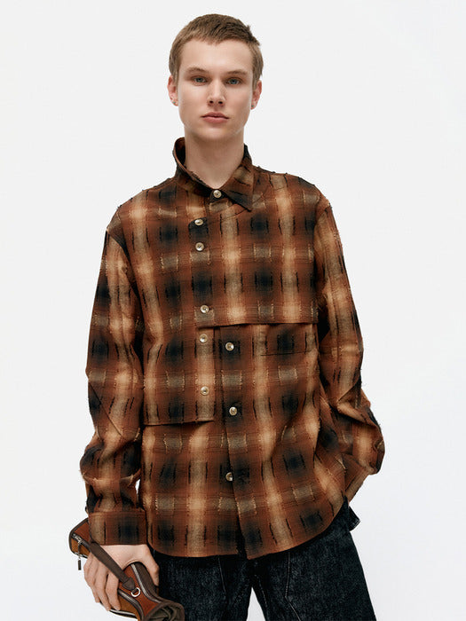 [andersson bell] CHECK LAYERED SHIRTS atb1337m(BROWN)