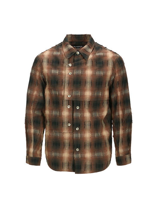 [andersson bell] CHECK LAYERED SHIRTS atb1337m(BROWN)