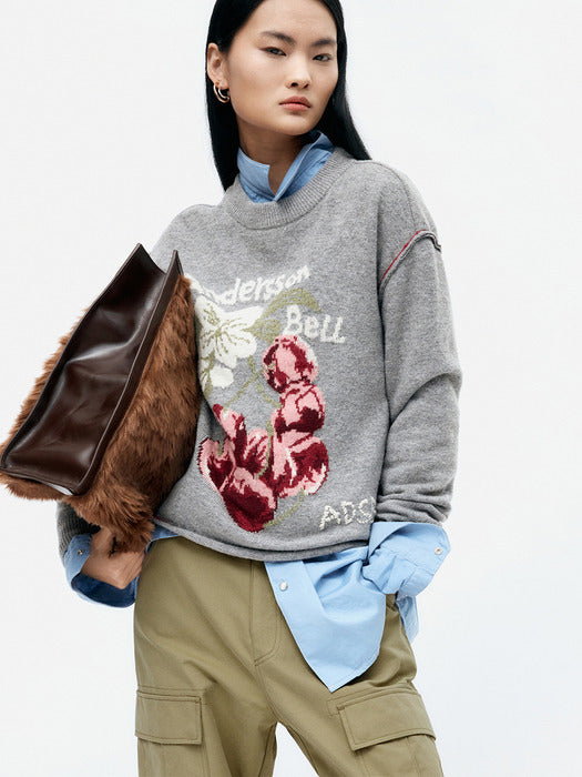 [andersson bell] FRUIT INTARSIA CREWNECK SWEATER atb1384w(GREY)