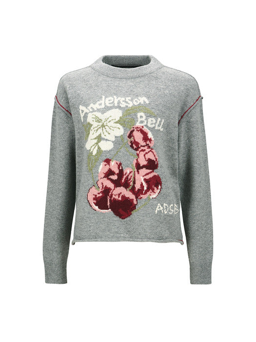 [andersson bell] FRUIT INTARSIA CREWNECK SWEATER atb1384w(GREY)