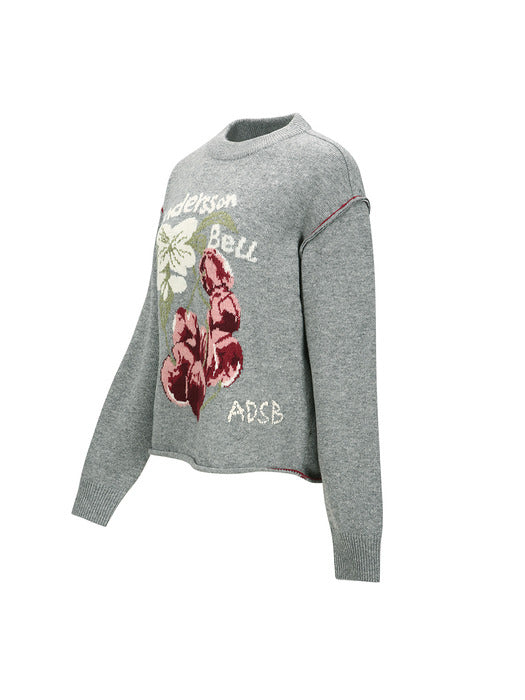 [andersson bell] FRUIT INTARSIA CREWNECK SWEATER atb1384w(GREY)