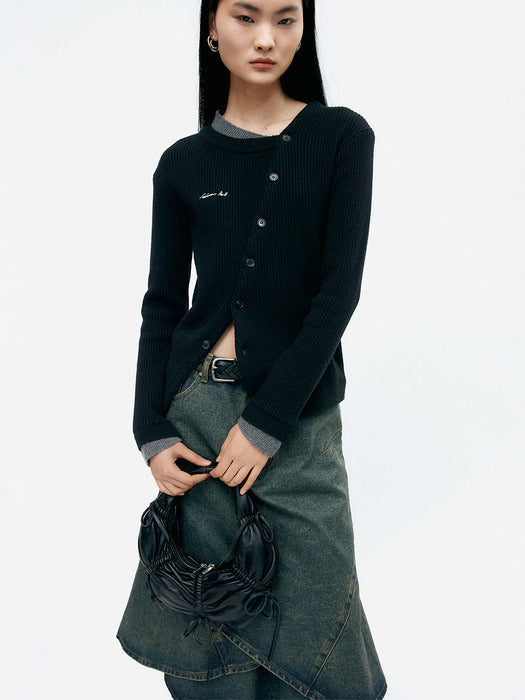 [andersson bell] BUTTON SLIM KNIT CARDIGAN atb1383w(BLACK)