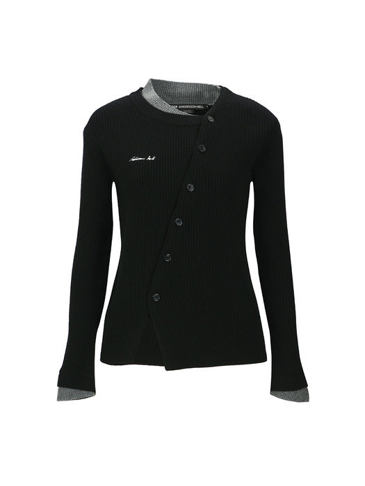 [andersson bell] BUTTON SLIM KNIT CARDIGAN atb1383w(BLACK)