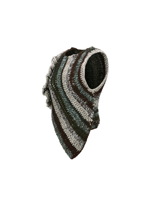 [andersson bell] OAKBERRY FRILL ROUNDING HAND KNITTED TOP atb1359w(BROWN / BLUE)