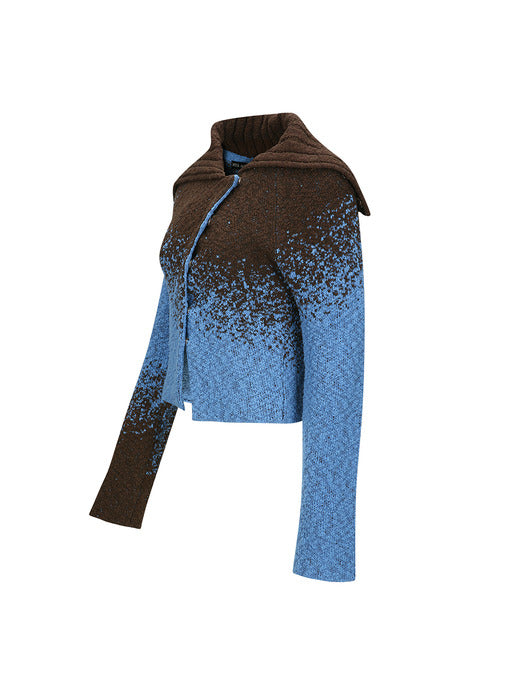 [andersson bell] FLOW JAQUARD SHORT CARDIGAN atb1358w(BLUE/BROWN)