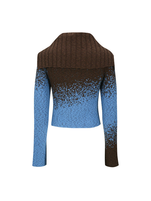 [andersson bell] FLOW JAQUARD SHORT CARDIGAN atb1358w(BLUE/BROWN)