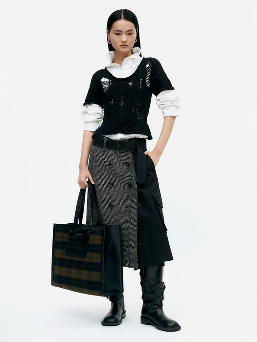 [andersson bell] WHITNEY TRENCH PLEATS SKIRT apa848w(BLACK)