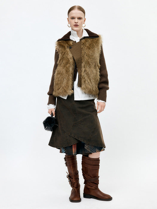 [andersson bell] CUSTOM FLARE LAYERED SKIRT apa847w(SUNSET BROWN)