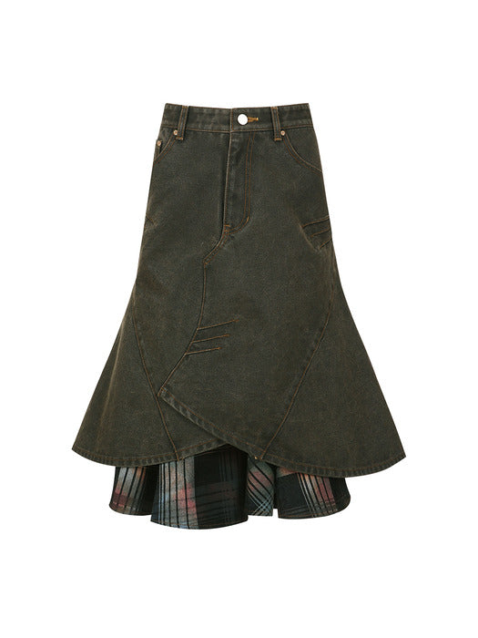 [andersson bell] CUSTOM FLARE LAYERED SKIRT apa847w(SUNSET BROWN)