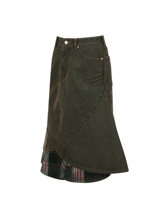 [andersson bell] CUSTOM FLARE LAYERED SKIRT apa847w(SUNSET BROWN)