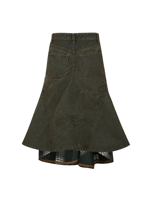 [andersson bell] CUSTOM FLARE LAYERED SKIRT apa847w(SUNSET BROWN)
