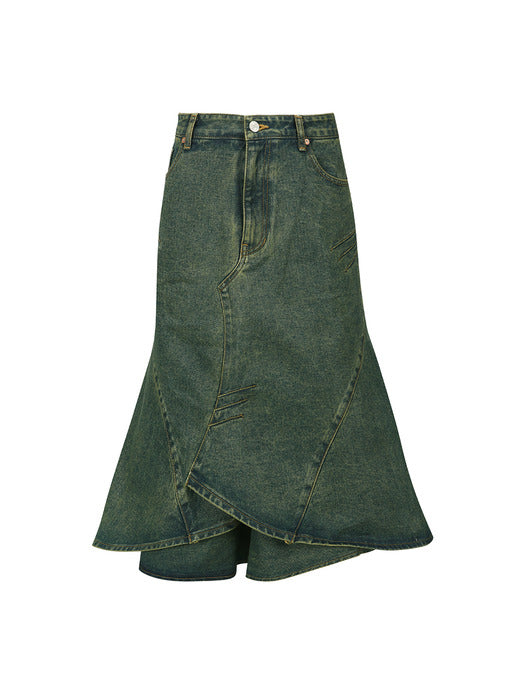 [andersson bell] CUSTOM FLARE LAYERED SKIRT apa846w(ARMY GREEN)