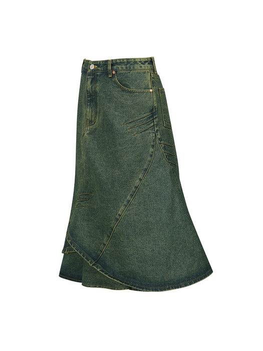 [andersson bell] CUSTOM FLARE LAYERED SKIRT apa846w(ARMY GREEN)