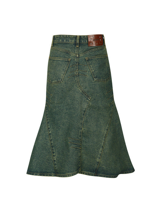 [andersson bell] CUSTOM FLARE LAYERED SKIRT apa846w(ARMY GREEN)