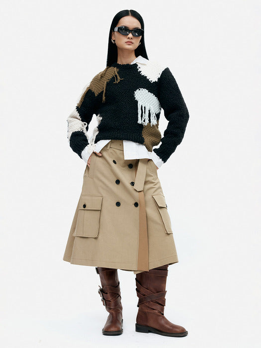 [andersson bell] TRENCH PLEATS SKIRT apa849w(KHAKI)