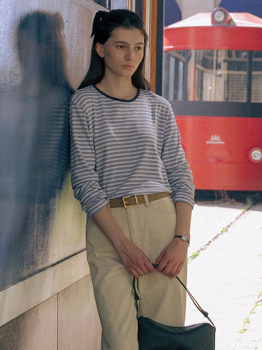 [TILLIDIE] 30mm square buckle suede belt_Beige