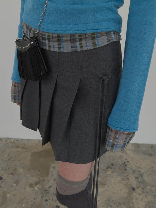 Raive Strap-Detail Pleated Mini Skirt