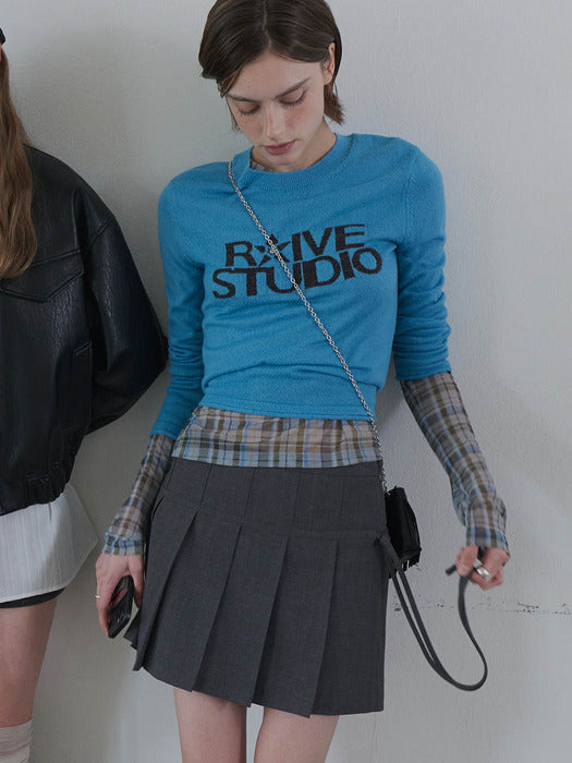 [raive] Strap-Detail Pleated Mini Skirt VW5AS341_2color