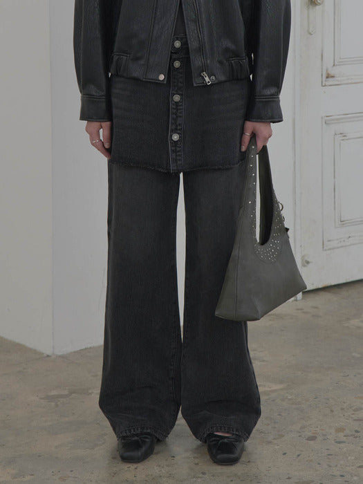 Raive Raw Hem Washed Skirt-Pants