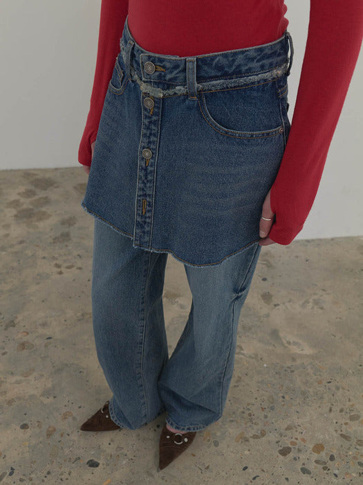 Raive Raw Hem Washed Skirt-Pants