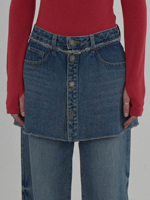 Raive Raw Hem Washed Skirt-Pants