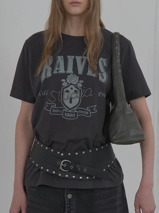 [raive] Vintage Studded T-Shirts VW5AE130_2color