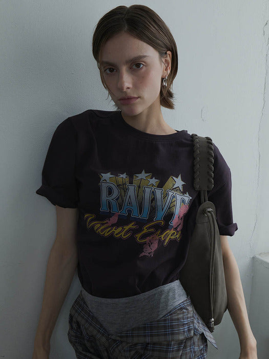[raive] Retro Star & Rose Graphic T-shirts VW5AE131_2color