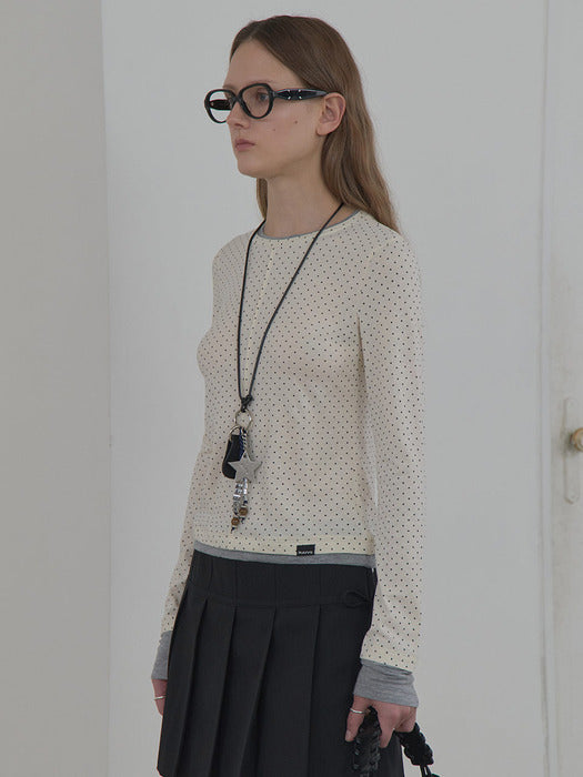 [raive] (Winter ver. added) Dot Double-Layered T-Shirts VW5AE134_6color