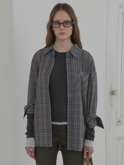 [raive] Loose-fit Check Shirts VW5AB212_2color
