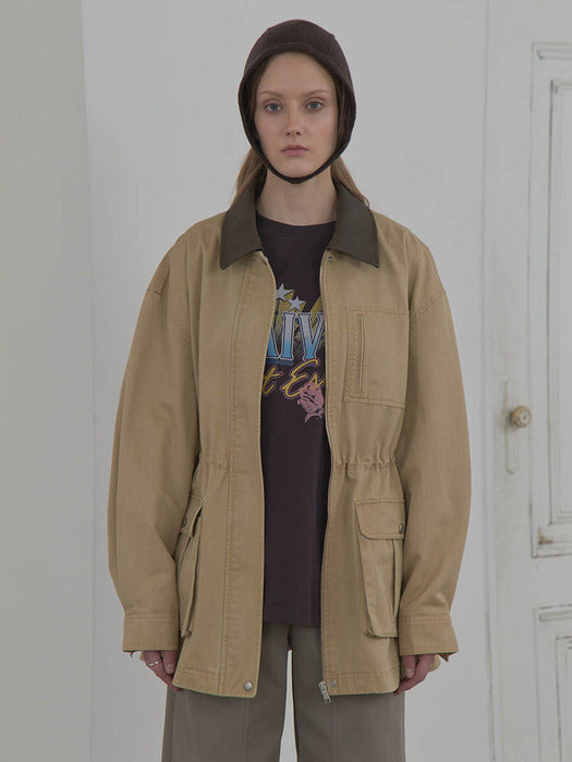Raive Cotton Half Work Jacket in Beige